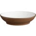 An Acopa Embers hickory brown stoneware pasta bowl with a white rim.