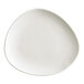An Acopa Nova cream white stoneware plate with a curved edge.