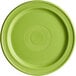 a green plate with circles