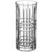 A close-up of an Acopa Madras highball glass with a checkered pattern.
