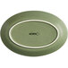 An Acopa moss green matte coupe stoneware platter with a white border.