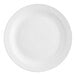 An Acopa bright white stoneware plate with a narrow white rim.