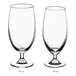 Two Acopa stemmed pilsner glasses on a white background.