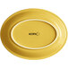 An Acopa Capri citrus yellow oval stoneware platter with a white border.