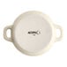 An 8 oz. vanilla bean stoneware mini casserole dish with handles, shown from the bottom with the Acopa brand mark.