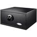 A Barska black steel surface-mount biometric security safe with a keypad and fingerprint scanner.