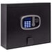 A Barska black steel hotel safe with digital keypad and key lock.