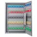 A gray steel Barska key cabinet with key holders inside.