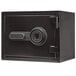 A Barska black steel fireproof biometric security safe with fingerprint lock and key access.
