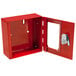 A red steel Barska emergency key box with a lock and window.