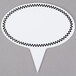 A white sign spear with black and white checkered border.