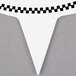 A white paper oval with a black checkered border.