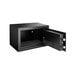 A Barska black steel compact security safe with a open door.