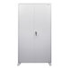 A gray steel Barska freestanding cabinet with two doors and a lock.