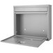 A medium gray steel Barska wall-mount mailbox with the door open.