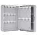 A gray metal Barska key cabinet with key lock and key holders.