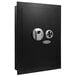 A Barska black steel wall-mount biometric security safe with key lock.