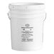 A white bucket with a label reading "Butternut Mountain Farm 5 Gallon Grade A Amber Pure Vermont Maple Syrup"