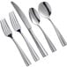 An Acopa Ridge stainless steel flatware set with a fork, knife, and spoon.