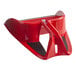 A red plastic Libman dust pan with black handles.