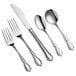 A close-up of an Acopa Blair stainless steel spoon and fork on a white background.
