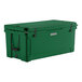 A CaterGator hunter green cooler with black handles and a lid.