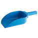 A blue plastic scoop in a Hoshizaki ice bin on a white background.