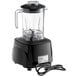 A black Galaxy commercial blender with a clear Tritan plastic jar.