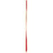 A long thin bamboo skewer with a twisted red and white design.