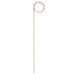 A black bamboo loop food pick with a white background.