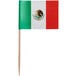 A wooden toothpick with a small Mexican flag on the end.