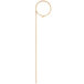 A black bamboo loop food pick with a white background.