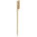 A bamboo food pick with the word "Bamboo" engraved on it.