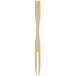 A Choice Compostable bamboo fork with two pointed ends.