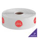 A roll of white paper with red TamperSafe drink labels and bands with the Dea Brew logo.