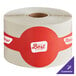 A roll of red and white TamperSafe paper labels with the word "Large" on them.