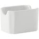 A Tuxton Eggshell white china sugar packet holder with a lid.