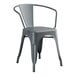 A gray Lancaster Table & Seating outdoor arm chair with arms.