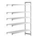 A white rectangular Camshelving® Premium vented add on unit with four shelves.