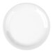 A white, round, narrow rim melamine salad plate.