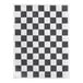 A sheet of 9 by 12 inch black checkered basket liner or deli sandwich wrap paper.