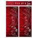 Two red banners with white outlined words "Pick Up & Go" and white line drawings of a car and utensils.
