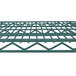 A Metroseal 3 metal wire shelf with a grid pattern.