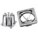 A stainless steel Nemco 4 section wedger kit with metal parts including a square with circular cutouts.