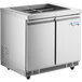 An Avantco stainless steel refrigerated salad bar with two doors.