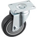 A black metal Lavex swivel plate caster.