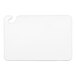 A white rectangular San Jamar cutting board with a hook.