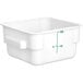 A white square Choice polypropylene food storage container with a green lid.