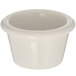 A white Carlisle ramekin with a rim on a white background.