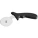 a pizza cutter with a black handle